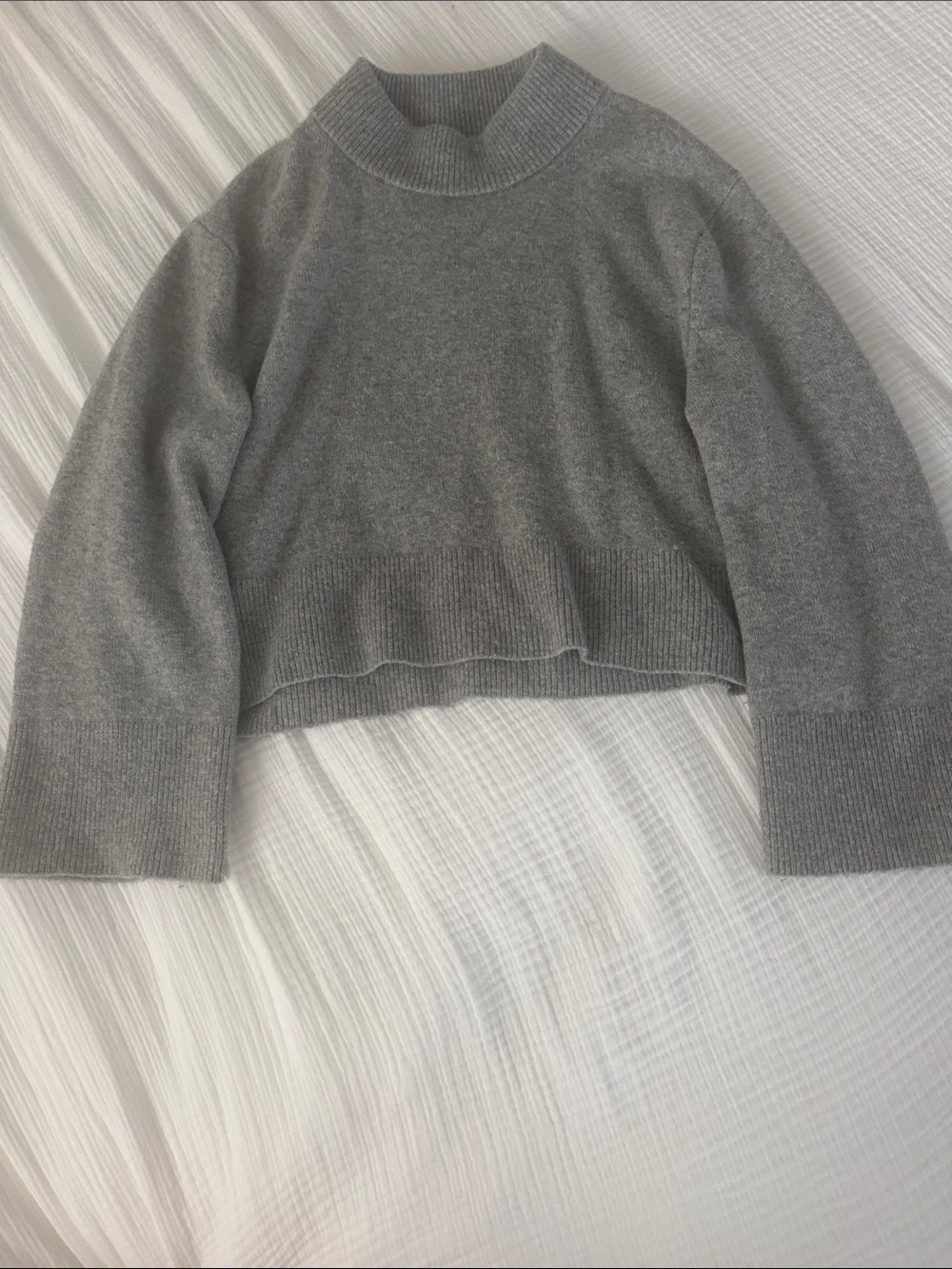 J. Crew Gray Cropped Mock Neck Sweater